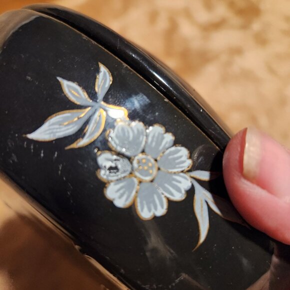 Vintage Hand-Painted Floral Ceramic Trinket Box Cottage Whimsy Fairy - Picture 6 of 9